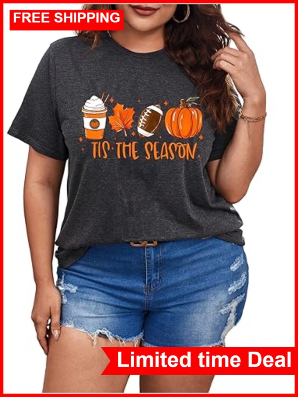 Tis The Season Fall T-Shirt Cotton Blend Short Sleeve Plus Size